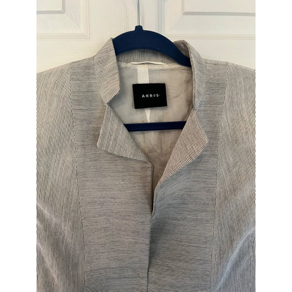 Akris Wool & Silk Career Wear Grey Blazer Size 10 - Picture 2 of 12